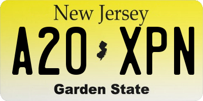 NJ license plate A20XPN