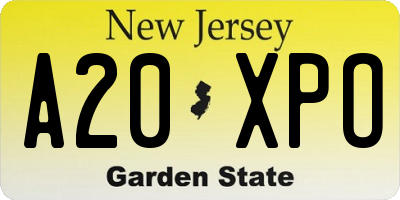 NJ license plate A20XPO