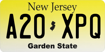 NJ license plate A20XPQ
