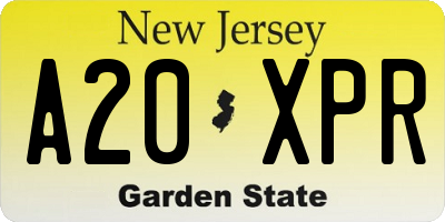NJ license plate A20XPR