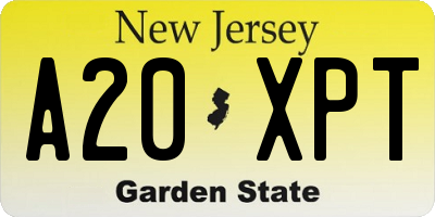 NJ license plate A20XPT