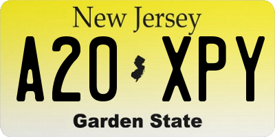 NJ license plate A20XPY
