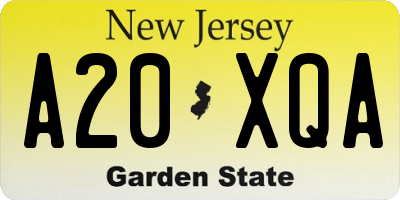 NJ license plate A20XQA