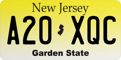 NJ license plate A20XQC