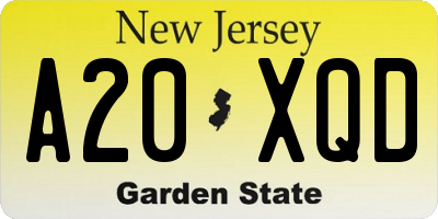 NJ license plate A20XQD