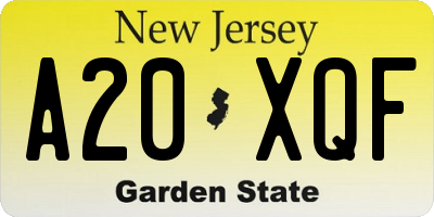 NJ license plate A20XQF
