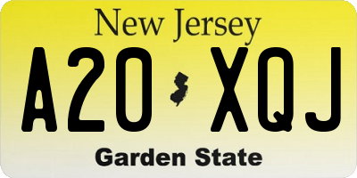 NJ license plate A20XQJ