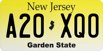 NJ license plate A20XQO