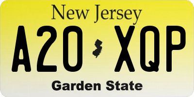 NJ license plate A20XQP