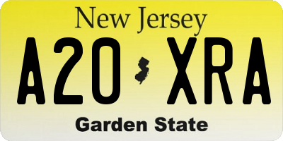 NJ license plate A20XRA