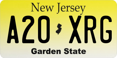 NJ license plate A20XRG