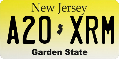 NJ license plate A20XRM