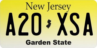 NJ license plate A20XSA
