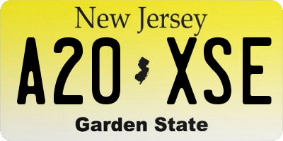 NJ license plate A20XSE