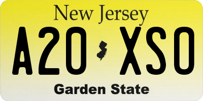 NJ license plate A20XSO