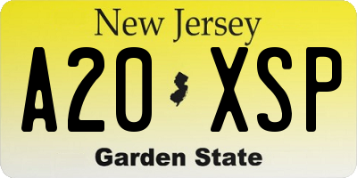 NJ license plate A20XSP