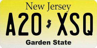 NJ license plate A20XSQ