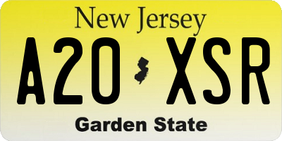 NJ license plate A20XSR
