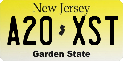 NJ license plate A20XST