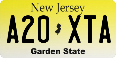 NJ license plate A20XTA