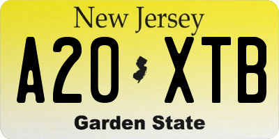 NJ license plate A20XTB