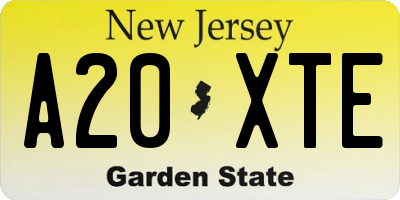 NJ license plate A20XTE
