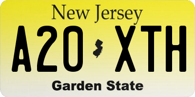 NJ license plate A20XTH