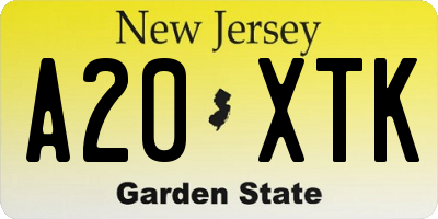 NJ license plate A20XTK