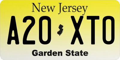 NJ license plate A20XTO