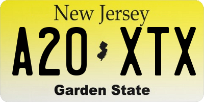 NJ license plate A20XTX