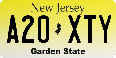 NJ license plate A20XTY