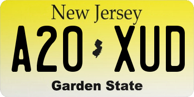 NJ license plate A20XUD