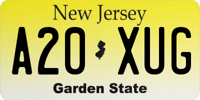 NJ license plate A20XUG