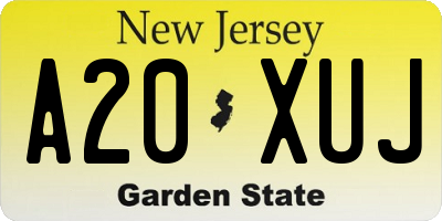 NJ license plate A20XUJ