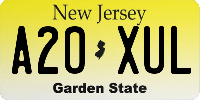 NJ license plate A20XUL