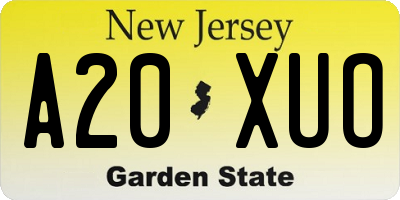 NJ license plate A20XUO