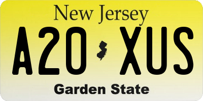 NJ license plate A20XUS