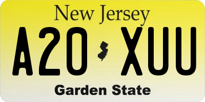 NJ license plate A20XUU