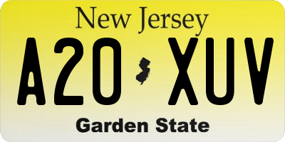 NJ license plate A20XUV