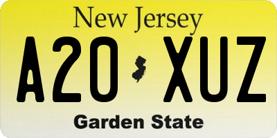 NJ license plate A20XUZ