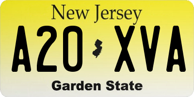 NJ license plate A20XVA