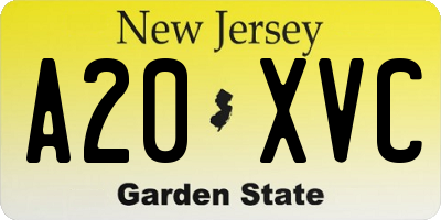 NJ license plate A20XVC
