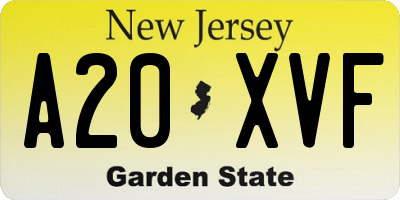 NJ license plate A20XVF