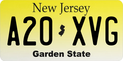NJ license plate A20XVG