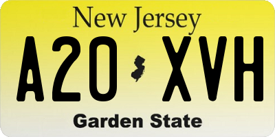 NJ license plate A20XVH