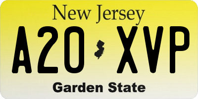 NJ license plate A20XVP