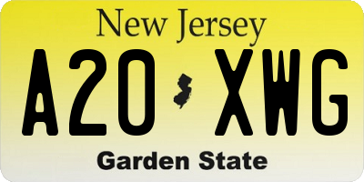 NJ license plate A20XWG
