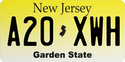 NJ license plate A20XWH