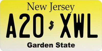 NJ license plate A20XWL