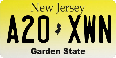 NJ license plate A20XWN